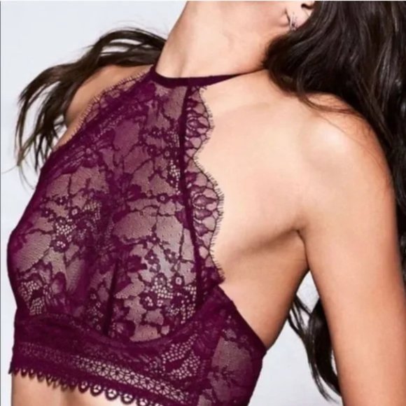 Victoria’s Secret Very Sexy Underwire Bralette Plum Mace Halter Style Size 32DD - Picture 1 of 8